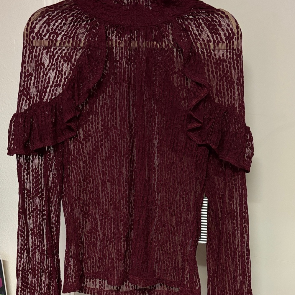 NWT Elegant Burgundy Lace Women's Top